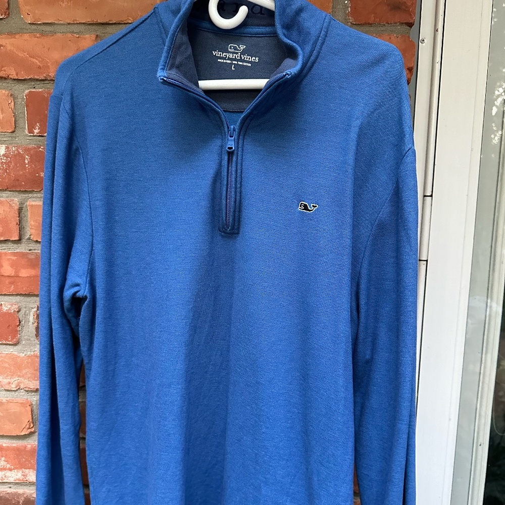 Men's Vineyard Vines Blue 1/4 Zip Sweater / 100% Pima Cotton ~ Large